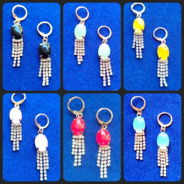 Multi Color Earrings with Tiny Little Diamonds
